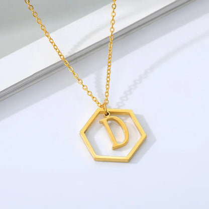Hexagon Initial Necklace