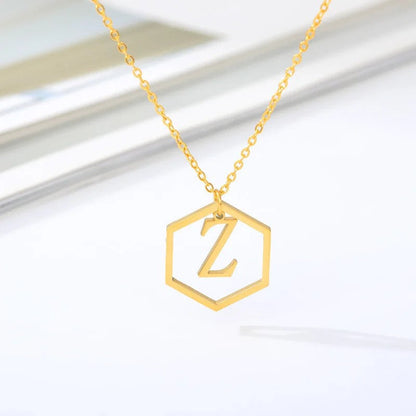 Hexagon Initial Necklace