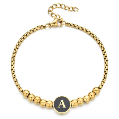 Black Initial Bead Bracelet