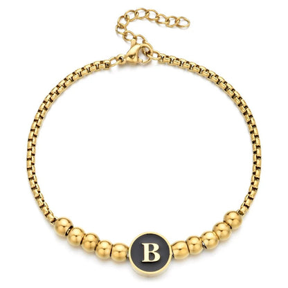 Black Initial Bead Bracelet