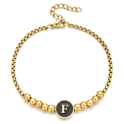 Black Initial Bead Bracelet