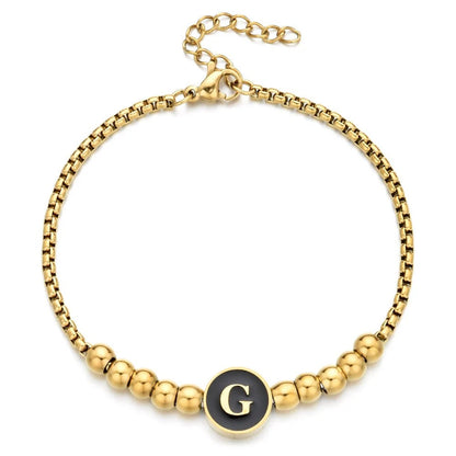 Black Initial Bead Bracelet
