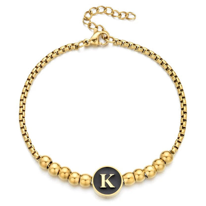 Black Initial Bead Bracelet