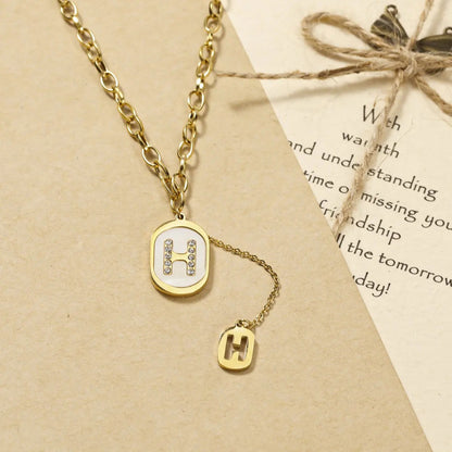 Crystal H Oval Pendant Necklace