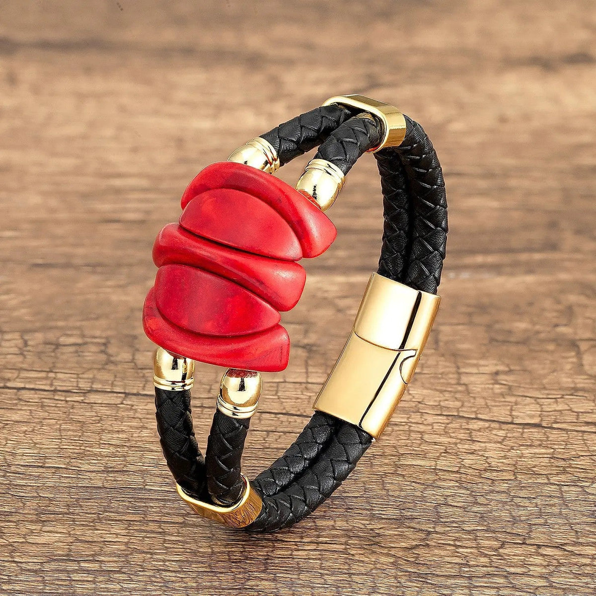 Turquoise Stone Braided Leather Bracelet