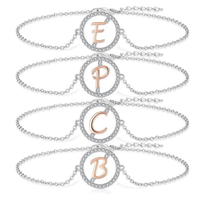 Crystal Initial Circle Bracelet