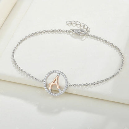 Crystal Initial Circle Bracelet