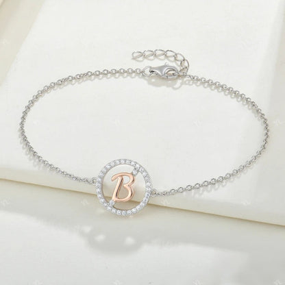 Crystal Initial Circle Bracelet
