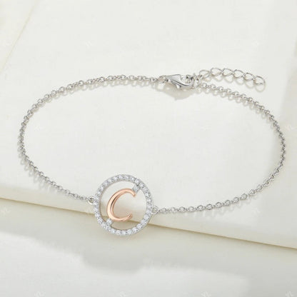 Crystal Initial Circle Bracelet