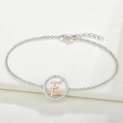 Crystal Initial Circle Bracelet