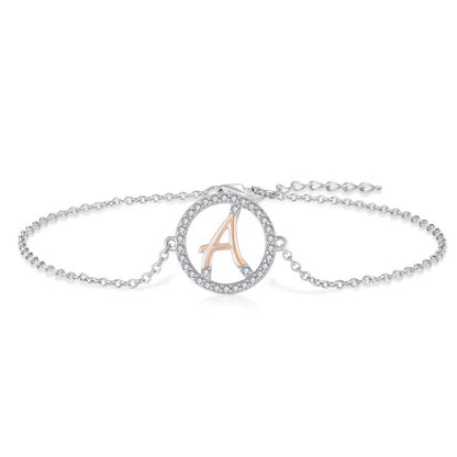 Crystal Initial Circle Bracelet