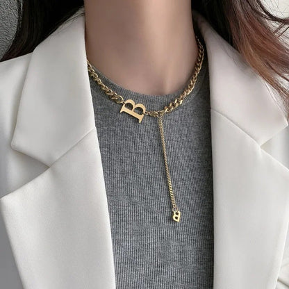 Letter B Dangle Chain Necklace