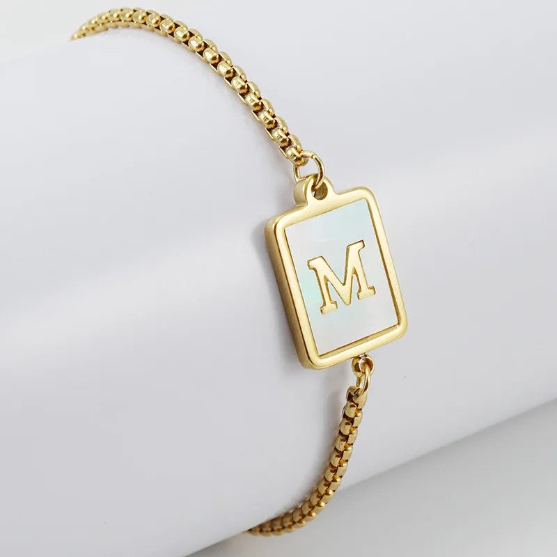 Square Initial Charm Bracelet