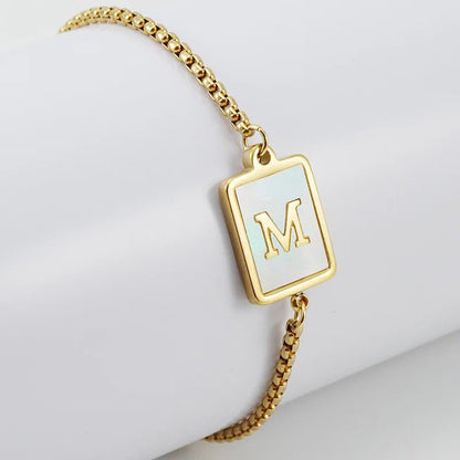 Square Initial Charm Bracelet