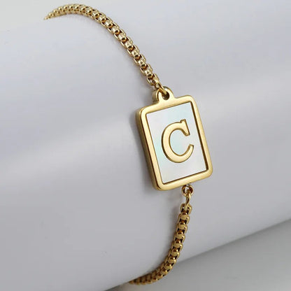 Square Initial Charm Bracelet