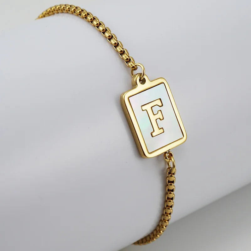 Square Initial Charm Bracelet
