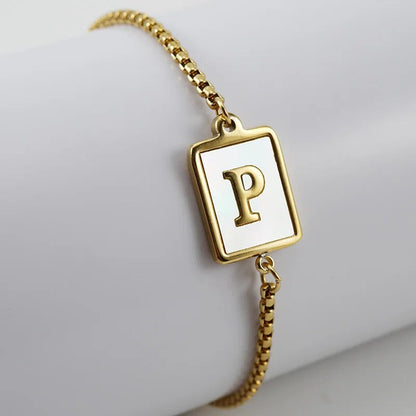 Square Initial Charm Bracelet
