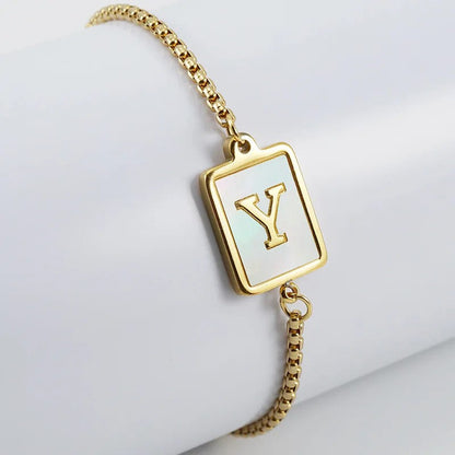Square Initial Charm Bracelet