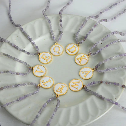 Amethyst Bead Initial Necklace