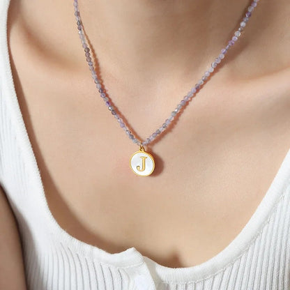 Amethyst Bead Initial Necklace