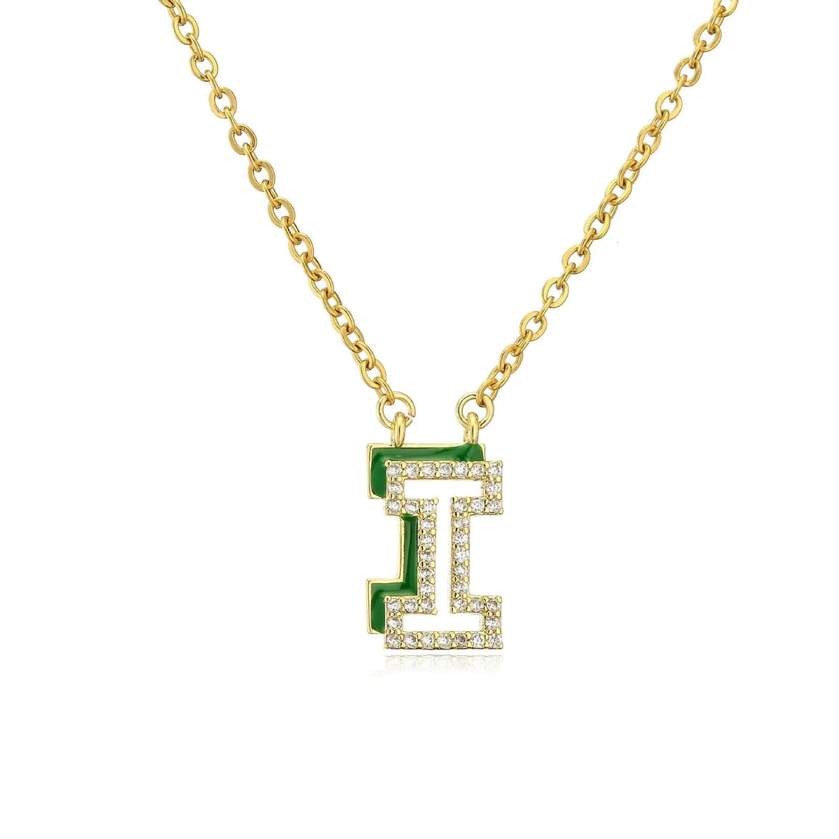 Enamel Crystal Initial Necklace
