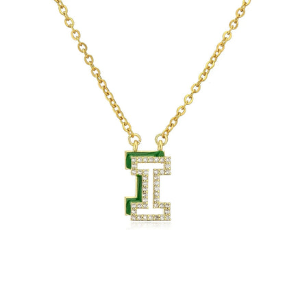 Enamel Crystal Initial Necklace