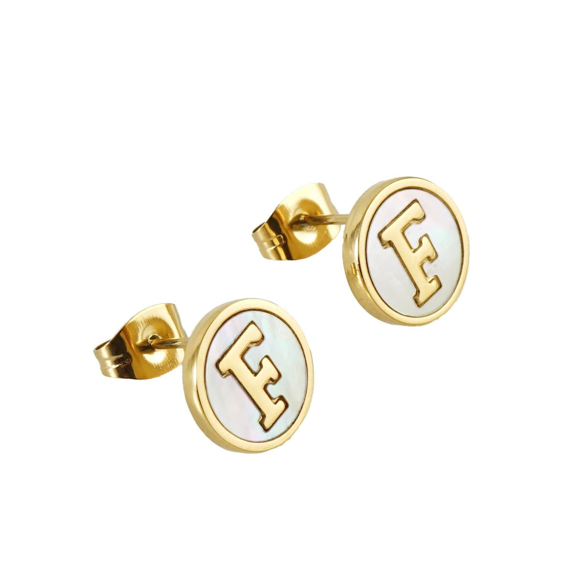 Mother of Pearl Initial Earrings