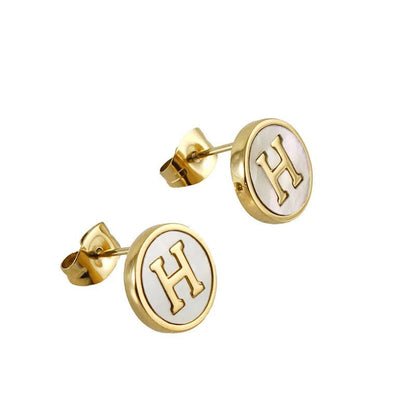 Mother of Pearl Initial Earrings