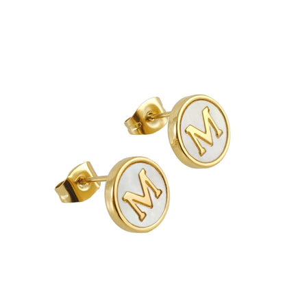 Mother of Pearl Initial Earrings
