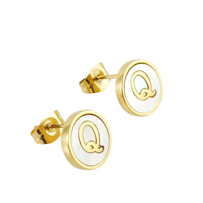 Mother of Pearl Initial Earrings