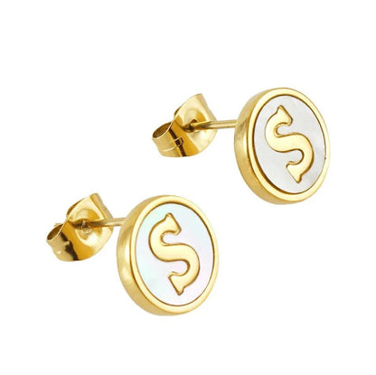 Mother of Pearl Initial Earrings