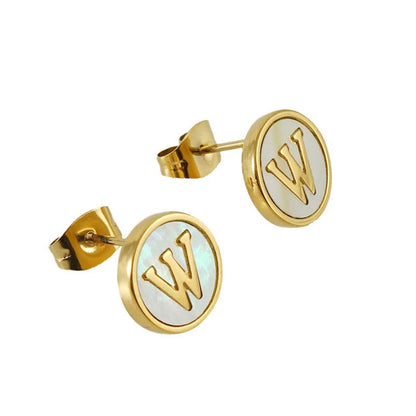 Mother of Pearl Initial Earrings