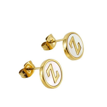Mother of Pearl Initial Earrings