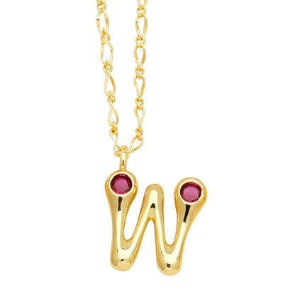 Zircon Accented Initial Necklace