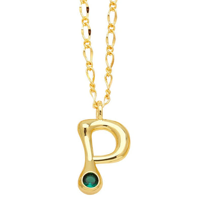 Zircon Accented Initial Necklace