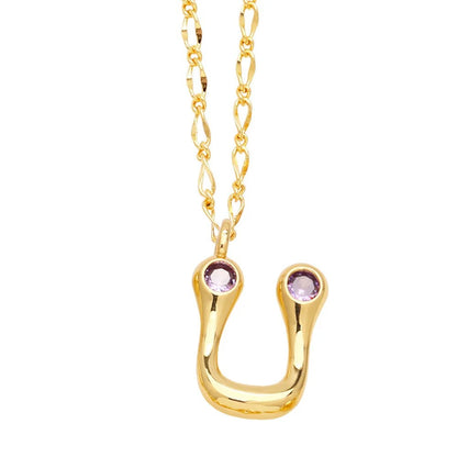 Zircon Accented Initial Necklace