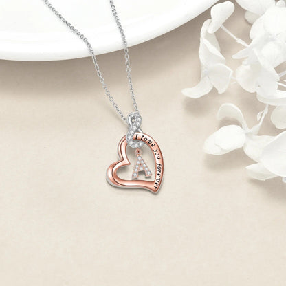 Engraved Heart Infinity Initial Necklace