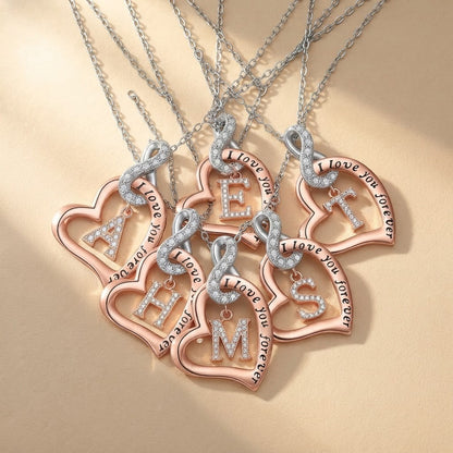Engraved Heart Infinity Initial Necklace