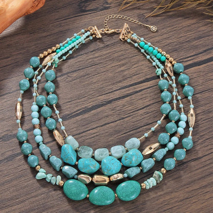 Turquoise Geometric Layered Necklace