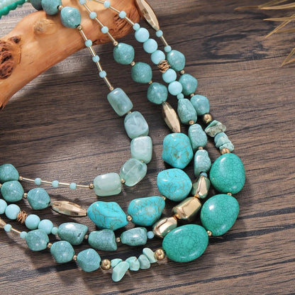 Turquoise Geometric Layered Necklace