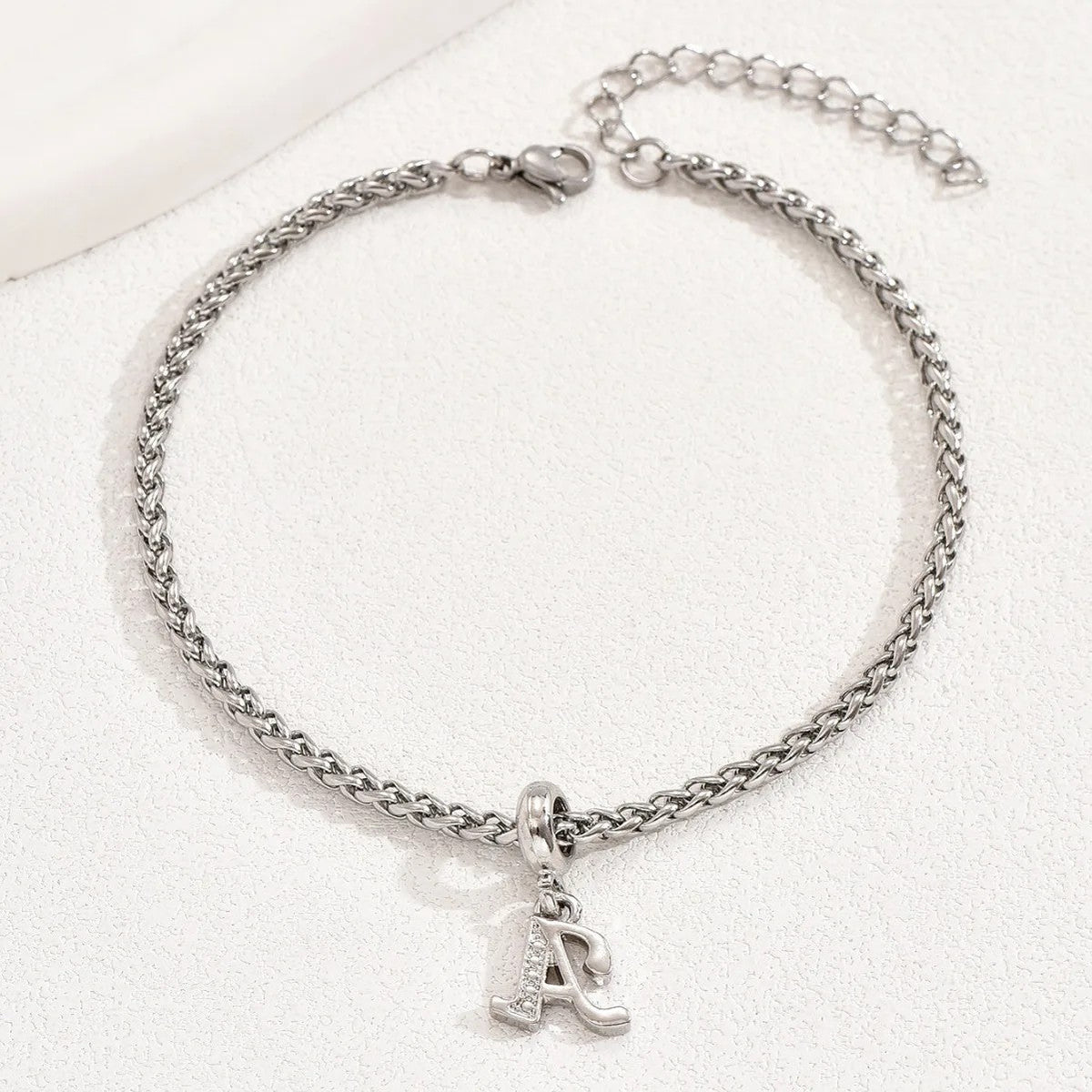 Crystal Initial Rope Chain Bracelet