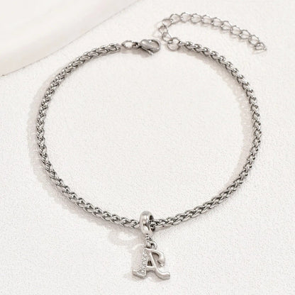 Crystal Initial Rope Chain Bracelet