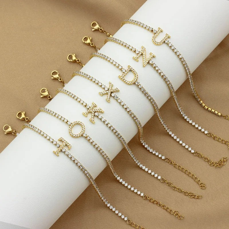 Crystal Initial Tennis Bracelet
