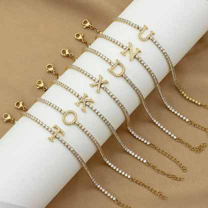 Crystal Initial Tennis Bracelet