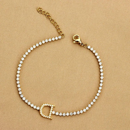 Crystal Initial Tennis Bracelet