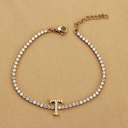 Crystal Initial Tennis Bracelet