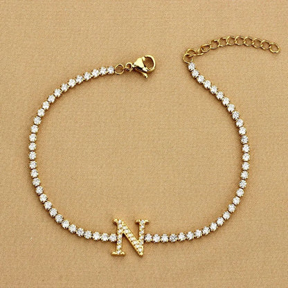 Crystal Initial Tennis Bracelet