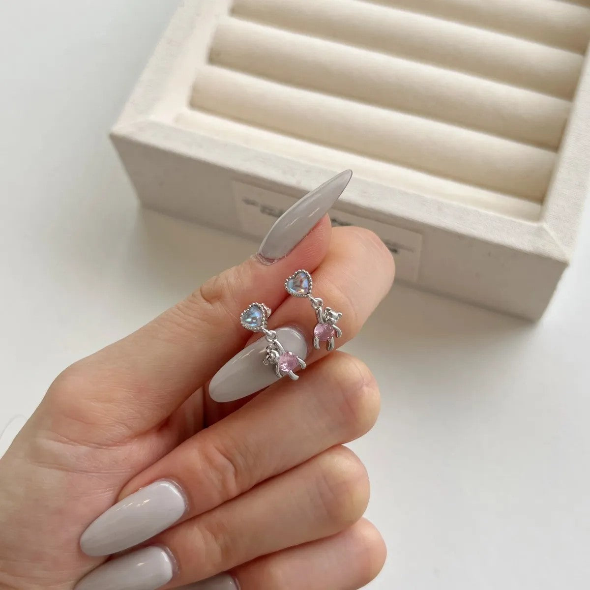 Heart & Bear Drop Earrings