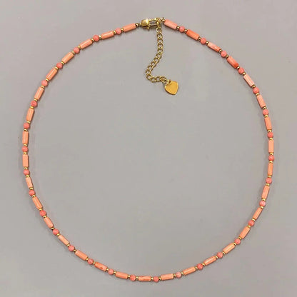 Multi-Strand Coral & Jade Beaded Necklace