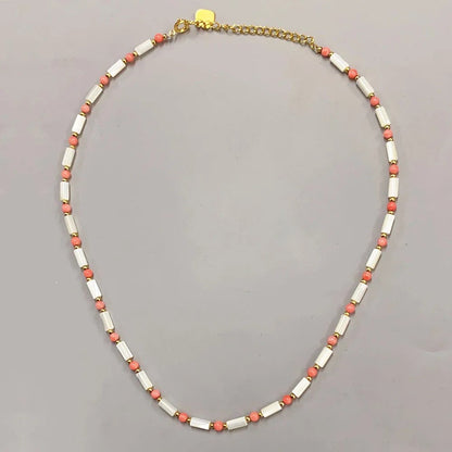 Multi-Strand Coral & Jade Beaded Necklace